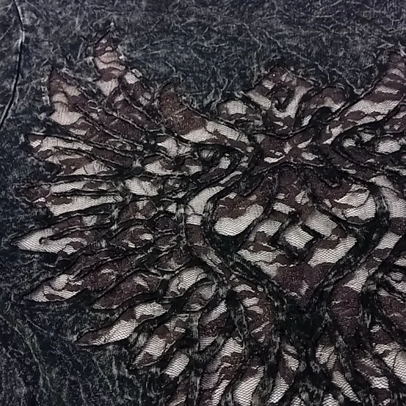 American age Acid Wash Lace Wing Back Tshirt Size M - Picture 12 of 14